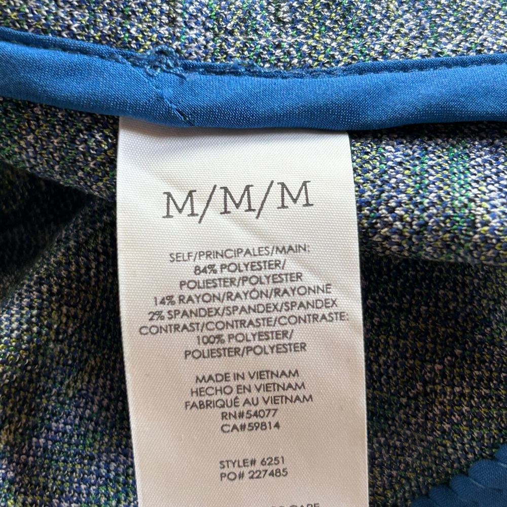 CAbi Women's Presentations Blue&Green Textured Blazer Size M 90s Bold Colors - Picture 10 of 11